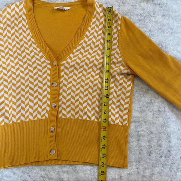 Lady Hagen Yellow Herringbone Golf Cardigan v-Neck Womens Size M Preppy Sporty - Picture 7 of 8
